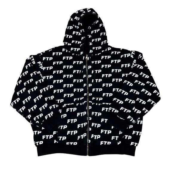 FTP AOP All Over Logo Reversible Hoodie Men's Large Rare - Picture 1 of 11
